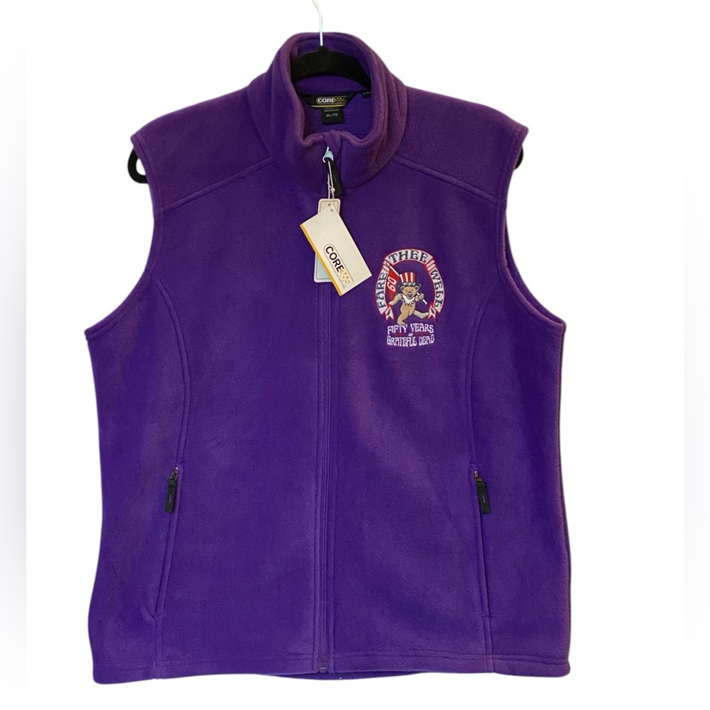 Grateful Dead Fare Thee Well GD50 Purple Women's Zip Fleece Vest X-Large